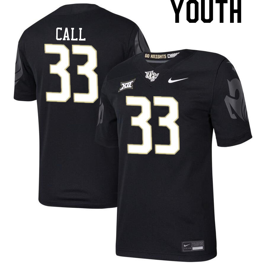 Youth #33 Kaven Call UCF Knights Big 12 Conference College Football Jerseys Stitched-Black